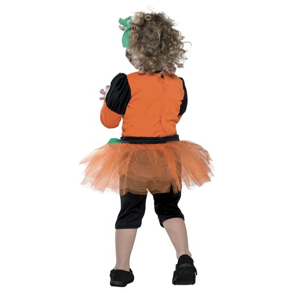 Costume zucchetta halloween per bambini - abitino in jersey elasticizzato con gonna in tulle, pantaloncini e copricapo, disponibile in diverse taglie - CARNAVAL QUEEN