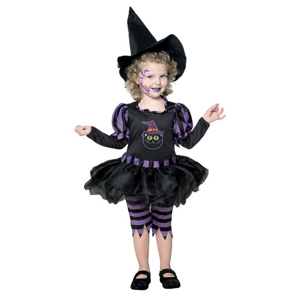 Costume da streghetta per bambini - abito in tulle con cappello, perfetto per halloween - disponibile in diverse taglie - CARNAVAL QUEEN