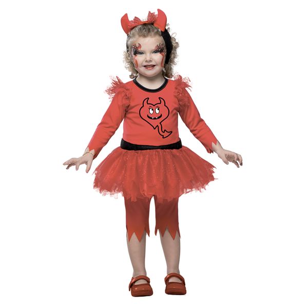 Costume diavoletta baby per halloween - abito in tulle con corna, disponibile in diverse taglie - CARNAVAL QUEEN