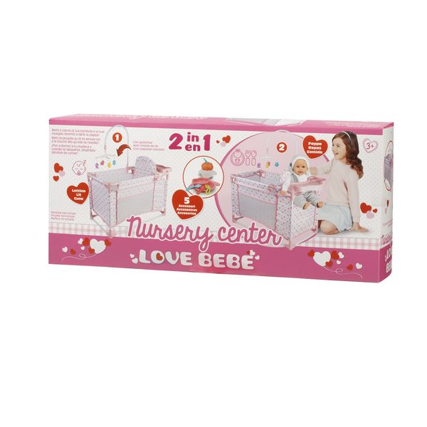 Lettino e seggiolino 2 in 1 nursery center - gioco d'imitazione con accessori inclusi - love bebé - LOVE BEBÈ