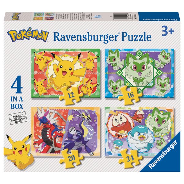 Ravensburger - puzzle pokémon, collezione 4 in a box, 4 puzzle da 12-16-20-24 pezzi, età raccomandata 3+ anni - POKEMON