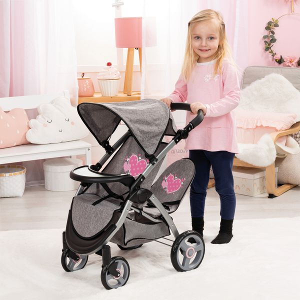 Passeggino gemellare city twin stroller per bambole con accessori - love bebè - LOVE BEBÈ