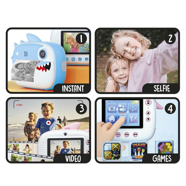 Fotocamera bambini instant kids camera - 6a+ assortita in rosa e blu -  crea mania - CREA MANIA