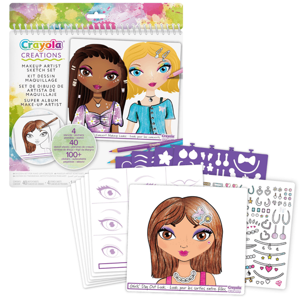 Crayola creations - super album make-up artist, per disegnare trucco e acconciature alla moda, con stencil e stickers, attività creativa e regalo, da 8 anni, 04-1056 - CRAYOLA