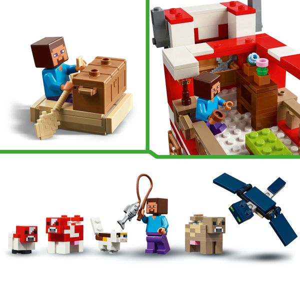 Lego minecreaft 21270 la casa del mooshroom, giochi di ruolo bambini 8+ con personaggi, animali giocattolo, mob e accessori - MINECRAFT, LEGO