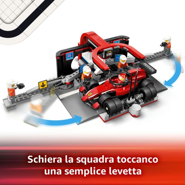 Lego city 60443 pit stop e meccanici con monoposto ferrari f1 - officina, macchina giocattolo e accessori, giochi bambini 6+ - LEGO CITY, LEGO