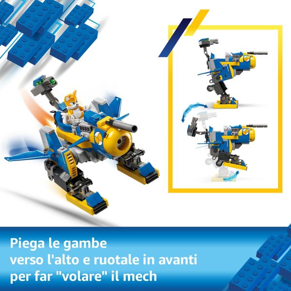 Lego sonic 77002 cyclone vs. metal sonic, giochi d'azione per bambini 8+ con mech robot giocattolo trasformabile e personaggio - Sonic, LEGO