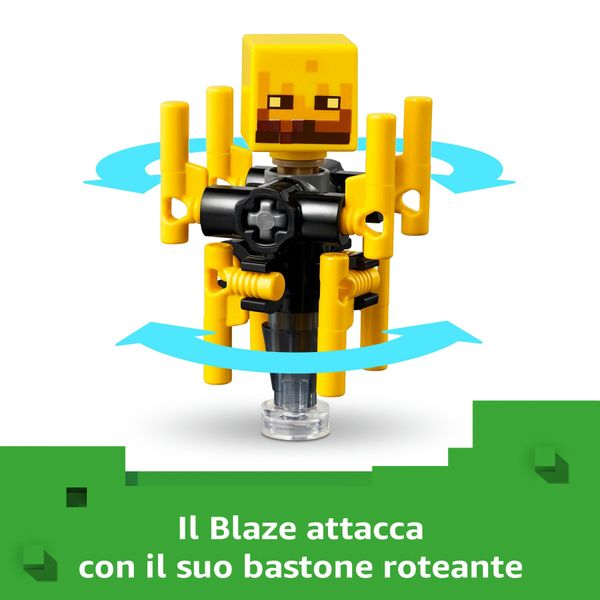 Lego minecraft 21266 battaglia sul ponte del nether, gioco d'avventura bambini 6+ con funzioni e 4 personaggi dal videogioco - MINECRAFT, LEGO