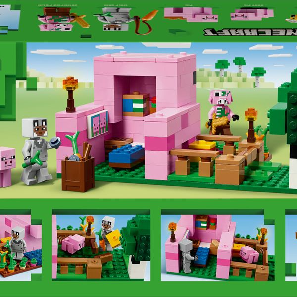 Lego minecraft 21268 la casa del maialino, gioco di ruolo bambini 7+ con personaggi, animali giocattolo e fattoria da costruire - MINECRAFT, LEGO