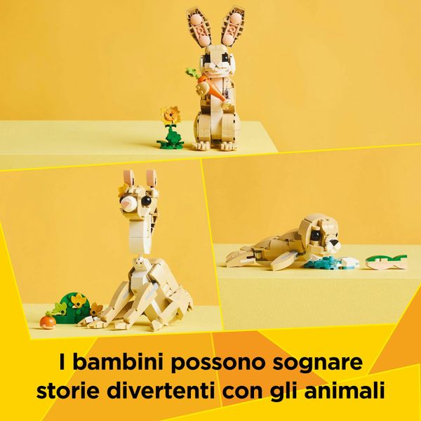 Lego creator 3 in 1 31162 adorabile coniglio giocattolo, si trasforma in lama o in foca, animali da costruire per bambini 8+ - LEGO CREATOR, LEGO