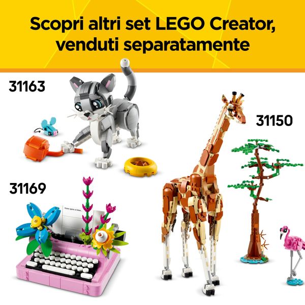 Lego creator 3 in 1 31165 animali selvatici: famiglia di panda giocattolo, si trasforma in pinguino e orca, giochi bambini 8+ - LEGO CREATOR, LEGO