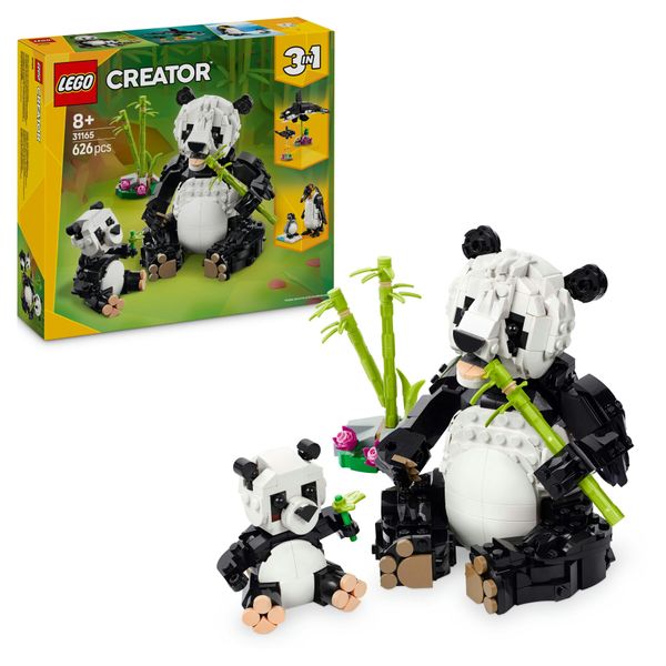 Lego creator 3 in 1 31165 animali selvatici: famiglia di panda giocattolo, si trasforma in pinguino e orca, giochi bambini 8+ - LEGO CREATOR, Lego