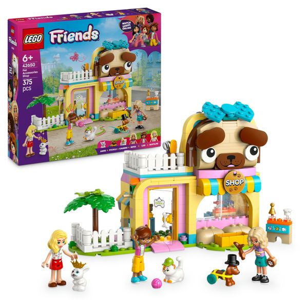 Lego friends 42650 pet shop, giochi per abilità sociali e cura animali per bambine 6+ con coniglio, cane e gatto giocattolo - LEGO FRIENDS, Lego