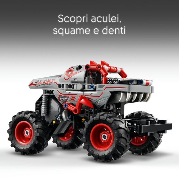 Lego technic 42200 pull-back thunderroarus, monster truck giocattolo da costruire, giochi bambini 7+, regalo fan monster jam - LEGO TECHNIC, LEGO