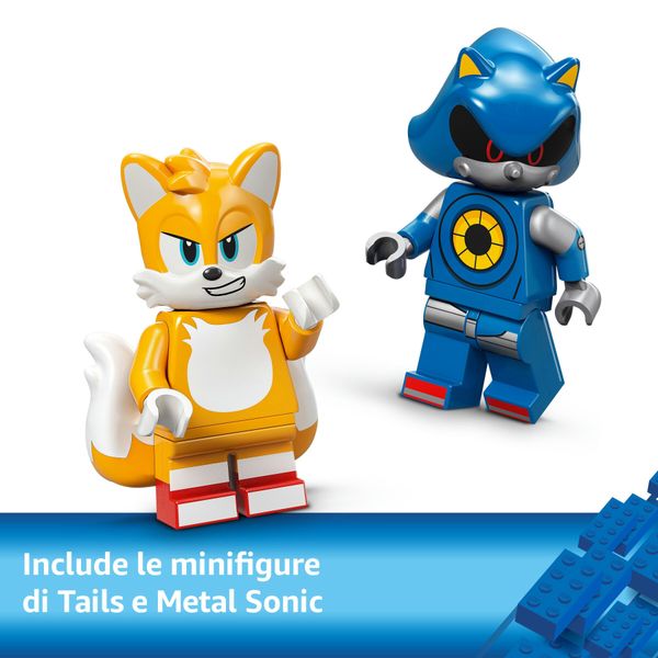 Lego sonic 77002 cyclone vs. metal sonic, giochi d'azione per bambini 8+ con mech robot giocattolo trasformabile e personaggio - Sonic, LEGO