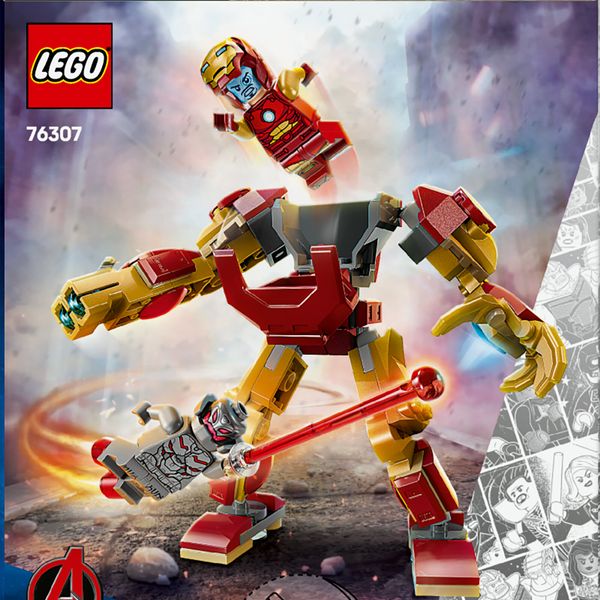 Lego marvel 76307 mech di iron man contro ultron - action figure giocattolo da costruire con 2 minifigure, gioco bambini 6+ - LEGO SUPER HEROES, LEGO
