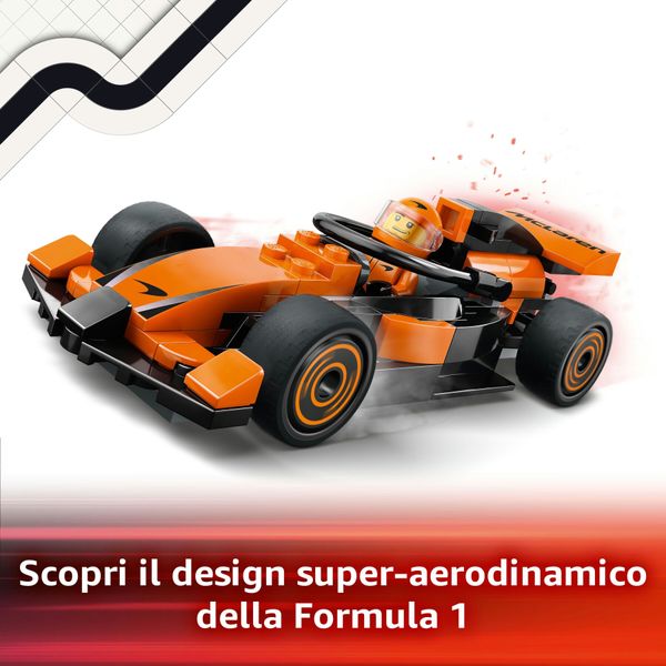 Lego city 60442 pilota e monoposto mclaren f1, modello di macchina giocattolo da formula 1, regalo bambini 6+ fan delle auto - LEGO CITY, LEGO