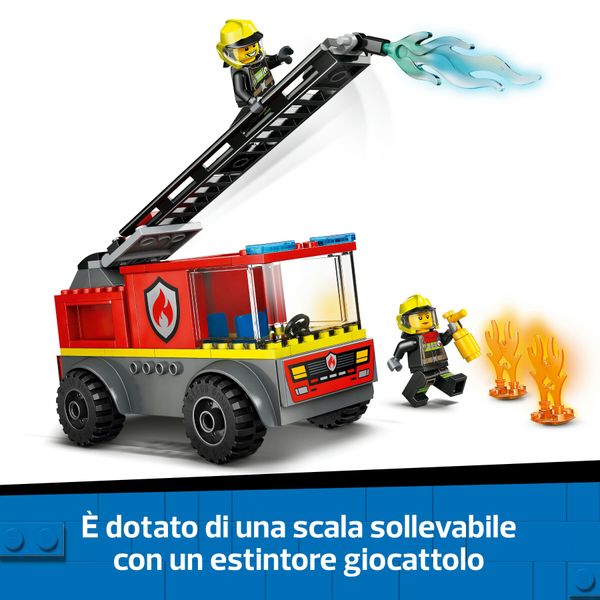 Lego city 60463 autopompa con scala, camion giocattolo dei pompieri con 2 minifigure, giochi educativi per bambini da 4 anni - LEGO CITY, LEGO