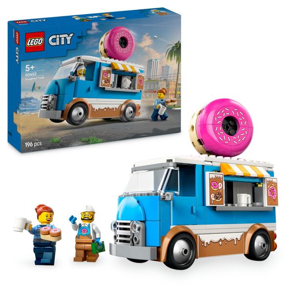 Lego city 60452 furgone delle ciambelle giocattolo con 2 minifigure, giochi bambini 5+, veicolo con stand gastronomico mobile - LEGO CITY, Lego