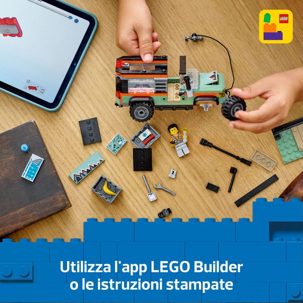 Lego city 60447 fuoristrada di montagna 4x4 - jeep giocattolo da costruire, giochi per bambini 6+ con 1 minifigure e accessori - LEGO CITY, LEGO