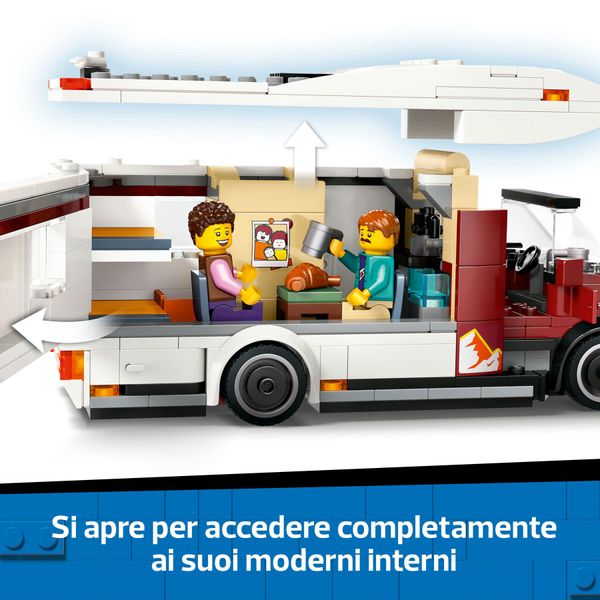 Lego city 60454 camper van delle vacanze d’avventura, veicolo giocattolo con 3 minifigure e accessori, giochi per bambini 6+ - LEGO CITY, LEGO