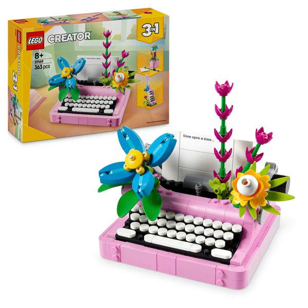 Lego creator 3 in 1 31169 macchina da scrivere con fiori giocattolo, si trasforma in keytar o in vaso, giochi per bambini 8+ - LEGO CREATOR, Lego