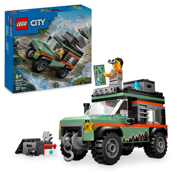 Lego city 60447 fuoristrada di montagna 4x4 - jeep giocattolo da costruire, giochi per bambini 6+ con 1 minifigure e accessori - LEGO CITY, Lego