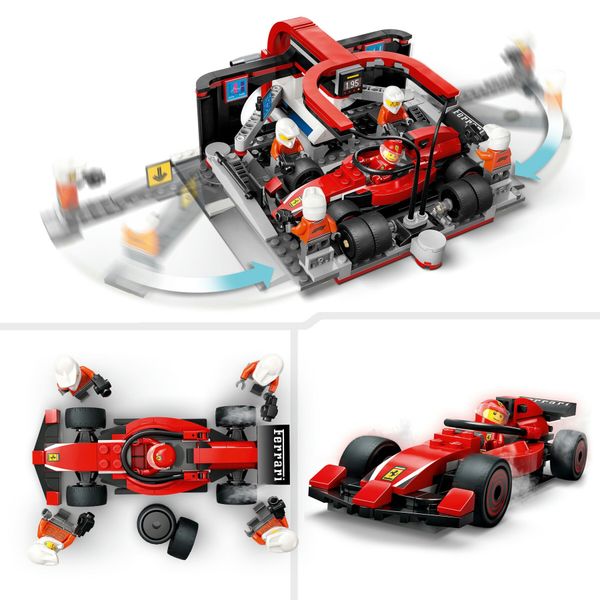 Lego city 60443 pit stop e meccanici con monoposto ferrari f1 - officina, macchina giocattolo e accessori, giochi bambini 6+ - LEGO CITY, LEGO