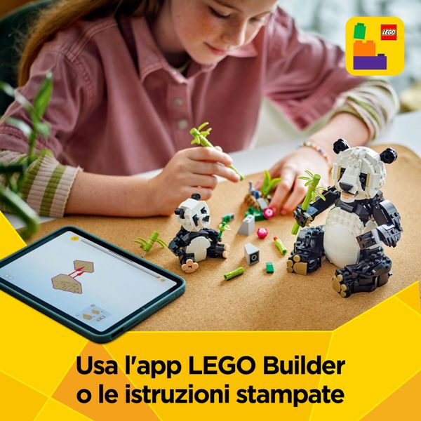Lego creator 3 in 1 31165 animali selvatici: famiglia di panda giocattolo, si trasforma in pinguino e orca, giochi bambini 8+ - LEGO CREATOR, LEGO