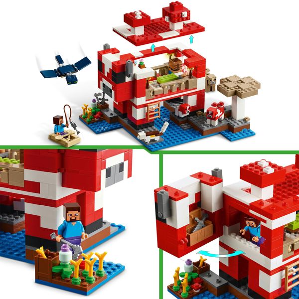 Lego minecreaft 21270 la casa del mooshroom, giochi di ruolo bambini 8+ con personaggi, animali giocattolo, mob e accessori - MINECRAFT, LEGO
