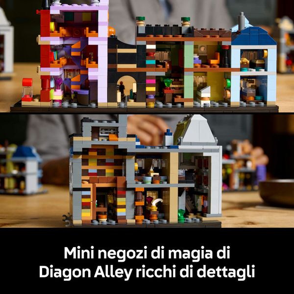 Lego harry potter 76444 negozi di magia di diagon alley, kit modellismo per adulti in microscala con edifici e 12 personaggi - LEGO® Harry Potter™, LEGO