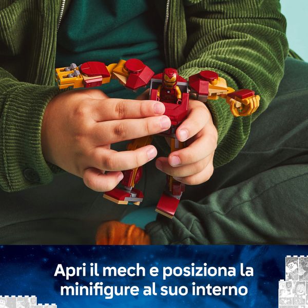 Lego marvel 76307 mech di iron man contro ultron - action figure giocattolo da costruire con 2 minifigure, gioco bambini 6+ - LEGO SUPER HEROES, LEGO