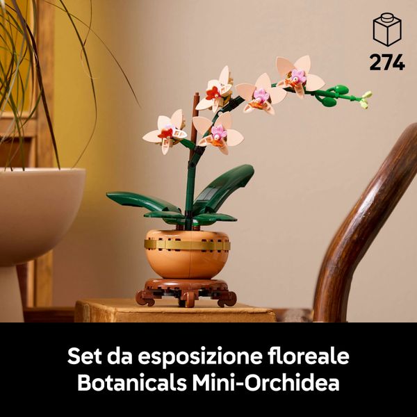 Lego botanicals 10343 mini-orchidea, fiori finti da costruire, botanical collection per adulti, idea regalo per donna o uomo - LEGO ICONS BOTANICAL, LEGO, LEGO ICONS