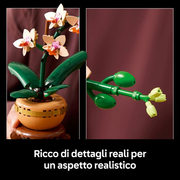 Lego botanicals 10343 mini-orchidea, fiori finti da costruire, botanical collection per adulti, idea regalo per donna o uomo - LEGO ICONS BOTANICAL, LEGO, LEGO ICONS