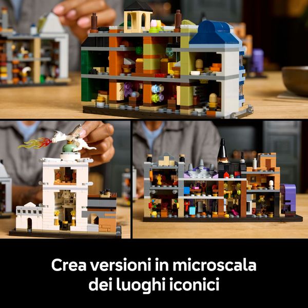 Lego harry potter 76444 negozi di magia di diagon alley, kit modellismo per adulti in microscala con edifici e 12 personaggi - LEGO® Harry Potter™, LEGO