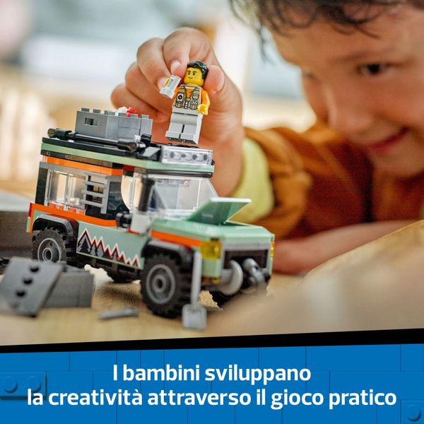 Lego city 60447 fuoristrada di montagna 4x4 - jeep giocattolo da costruire, giochi per bambini 6+ con 1 minifigure e accessori - LEGO CITY, LEGO