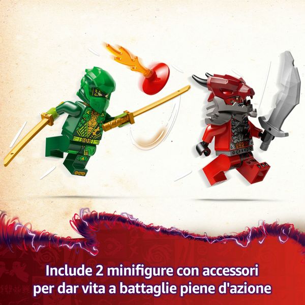 Lego ninjago 71828 racer pull-back di lloyd - modello di auto da corsa giocattolo con 2 minifigure e armi, giochi bambini 7+ - LEGO NINJAGO, LEGO