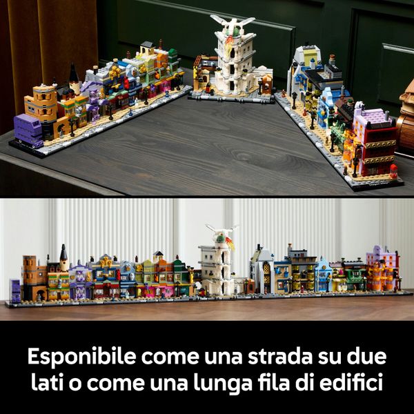 Lego harry potter 76444 negozi di magia di diagon alley, kit modellismo per adulti in microscala con edifici e 12 personaggi - LEGO® Harry Potter™, LEGO