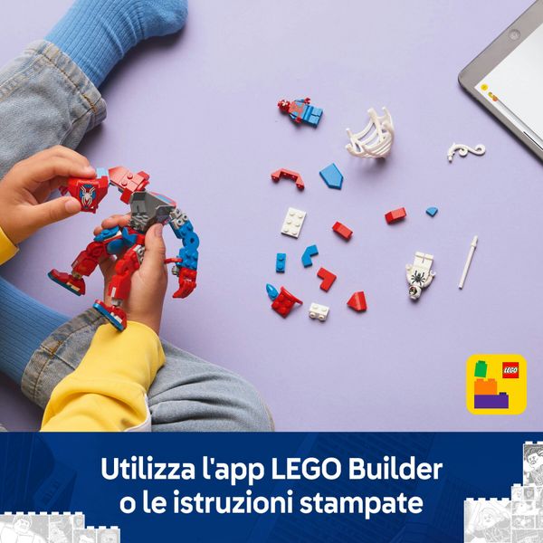 Lego marvel 76308 mech di spider-man contro anti-venom, action figure giocattolo snodabile con 2 minifigure, giochi bambini 6+ - LEGO SUPER HEROES, LEGO