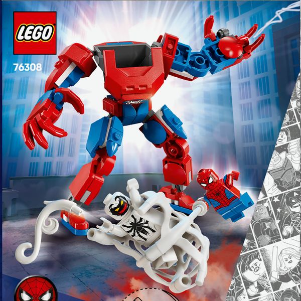 Lego marvel 76308 mech di spider-man contro anti-venom, action figure giocattolo snodabile con 2 minifigure, giochi bambini 6+ - LEGO SUPER HEROES, LEGO