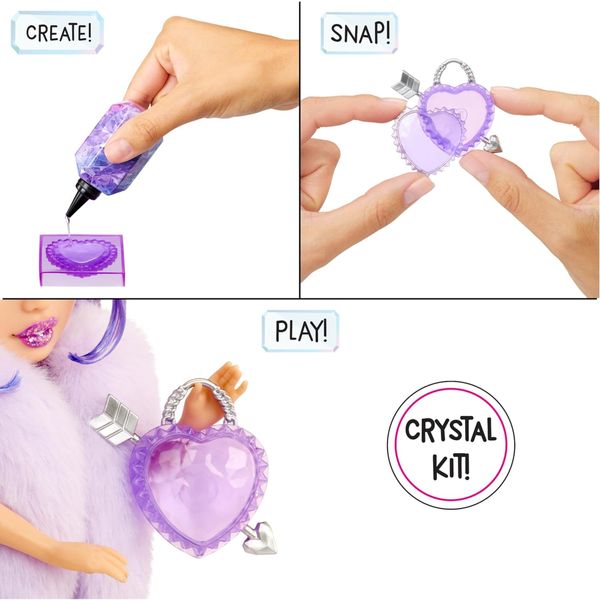 Rainbow high creative crystals violet - bambola fashion arcobaleno da 28 cm con kit per accessori di cristallo, anello per te, fai da te - Rainbow High