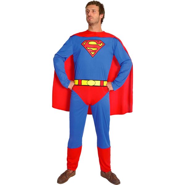 Costume superman dc comics per adulti taglia unica – abito con mantello, cintura e collant stampato - DC COMICS