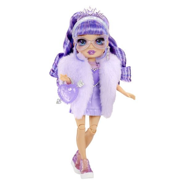 Rainbow high creative crystals violet - bambola fashion arcobaleno da 28 cm con kit per accessori di cristallo, anello per te, fai da te - Rainbow High