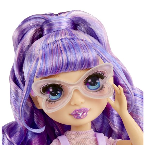 Rainbow high creative crystals violet - bambola fashion arcobaleno da 28 cm con kit per accessori di cristallo, anello per te, fai da te - Rainbow High