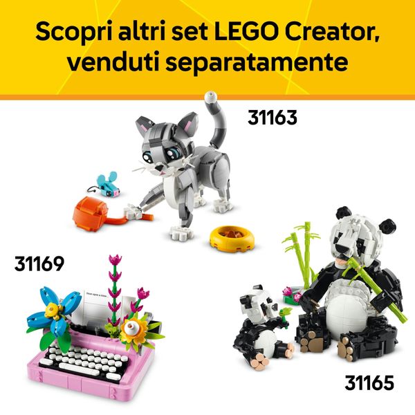 Lego creator 3in1 31170 animali selvatici: fenicottero rosa giocattolo, si trasforma in cacatua o in axolotl, giochi bambini8+ - LEGO CREATOR, LEGO
