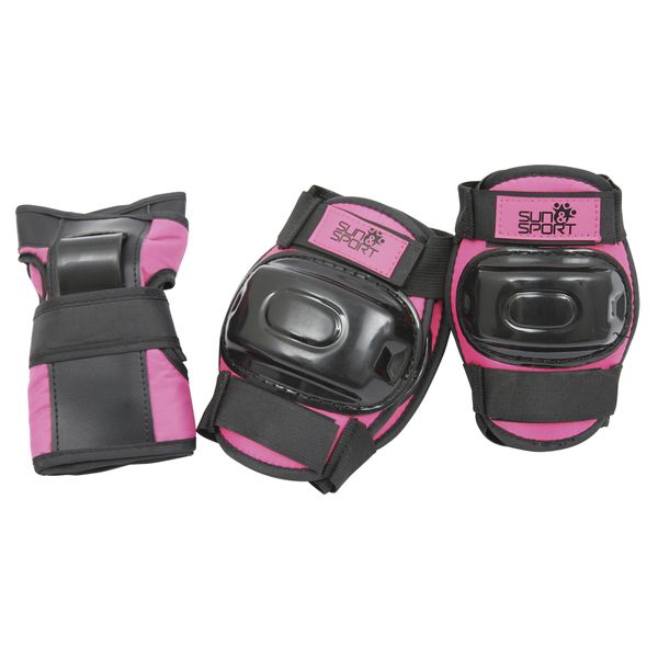 Set protezioni rosa per pattinaggio, bici e altre attività sportive - regolabili, adatti a bambini fino a 50 kg - SUN&SPORT