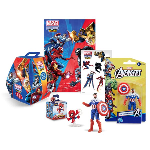 Sorpresovo marvel - 2 personaggi, adesivi e poster dei supereroi - regalo pasqua - 4+ - MARVEL