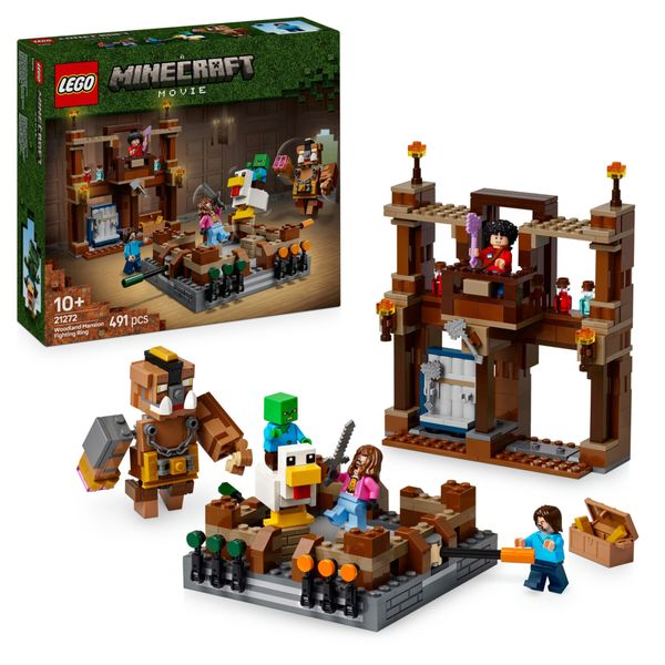 Lego minecraft 21272 magione della foresta: ring di combattimento, giocattolo interattivo con personaggi, gioco bambini 10+ - MINECRAFT, Lego