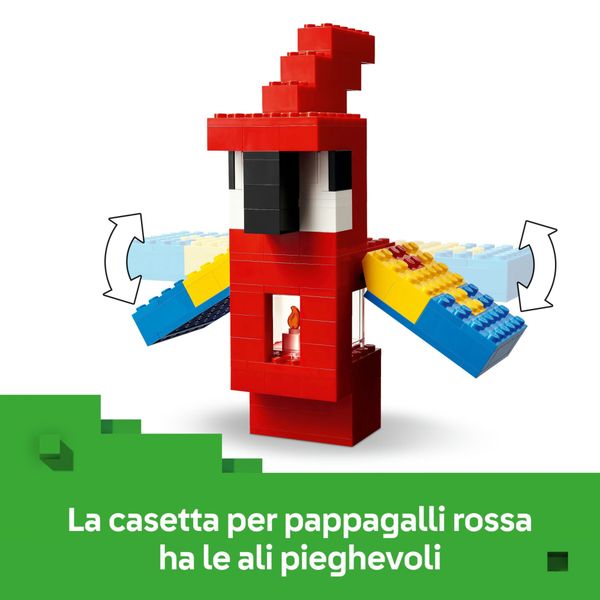 Lego minecraft 21282 le case pappagallo giocattolo con funzioni, personaggi e accessori, gioco bambini 8+ fan dei videogiochi - MINECRAFT, LEGO