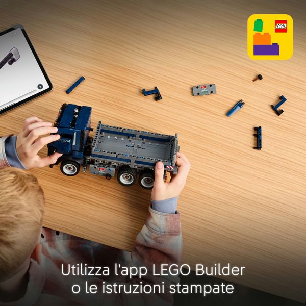 Lego technic 42203 autocarro con cassone ribaltabile - camion giocattolo con sterzo e funzioni - modellino per bambini 9+ - LEGO TECHNIC, LEGO